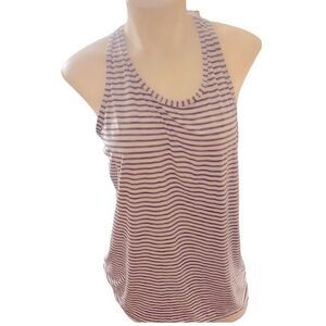 Athleta Racerback Tee - M black /white striped , polyester spandex